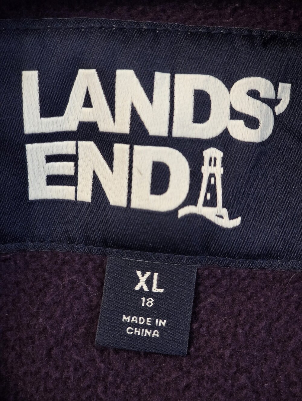 Lands’ End Women’s XL Purple Fleece Fair Isle Reindeer Snap Pullover - Picture 8 of 14